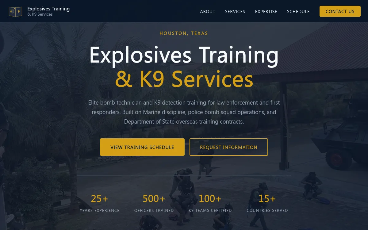 Bomb Squad Academy website screenshot