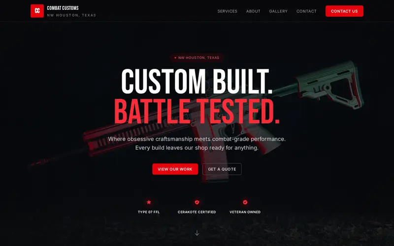 Combat Customs TX website screenshot
