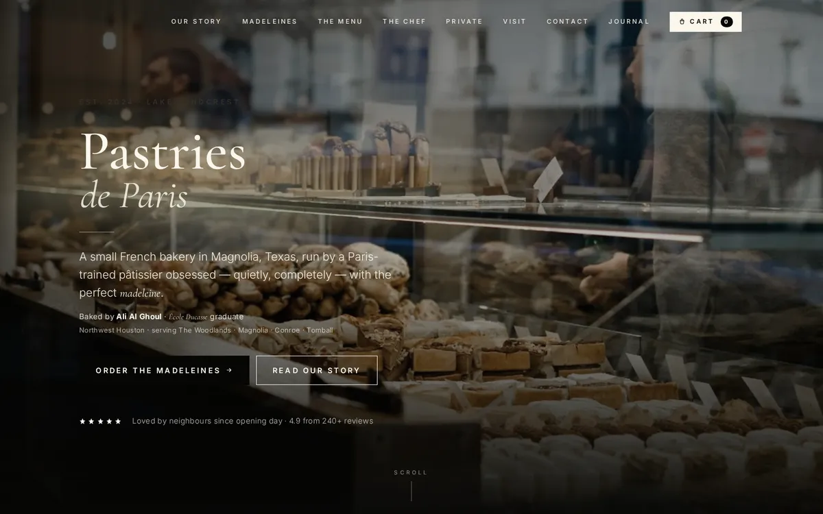 Pastries de Paris website screenshot