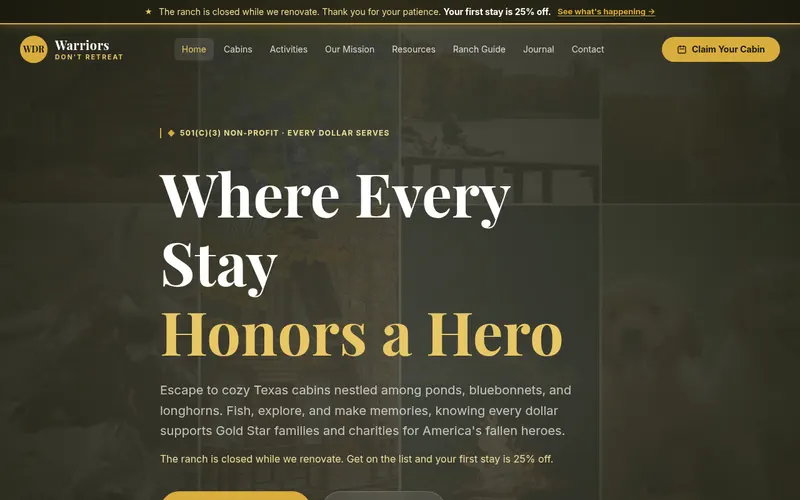 Warriors Don't Retreat website screenshot
